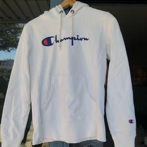 White Reverse Weave Champion Hoodie